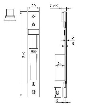 Ответная планка ISEO регулируемая для узкопрофильных электромеханических замков 