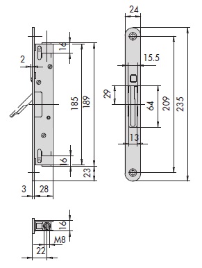 Замок для второстепенной створки с рычагом CISA 43091.00.0 
