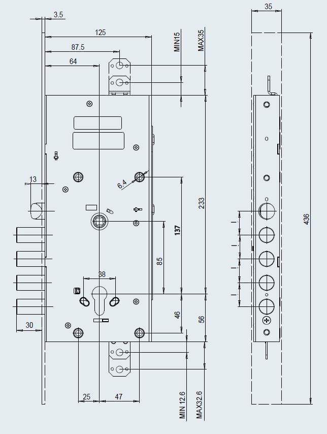 Замок врезной моторизированный цилиндровый серии MyEvo CISA E6536.28.0 