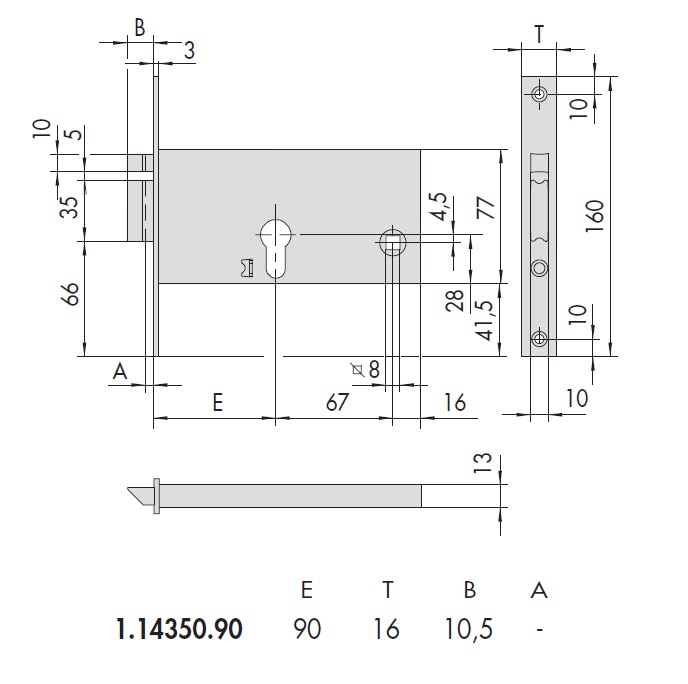 Замок врезной электромеханический CISA 14350.90.0 