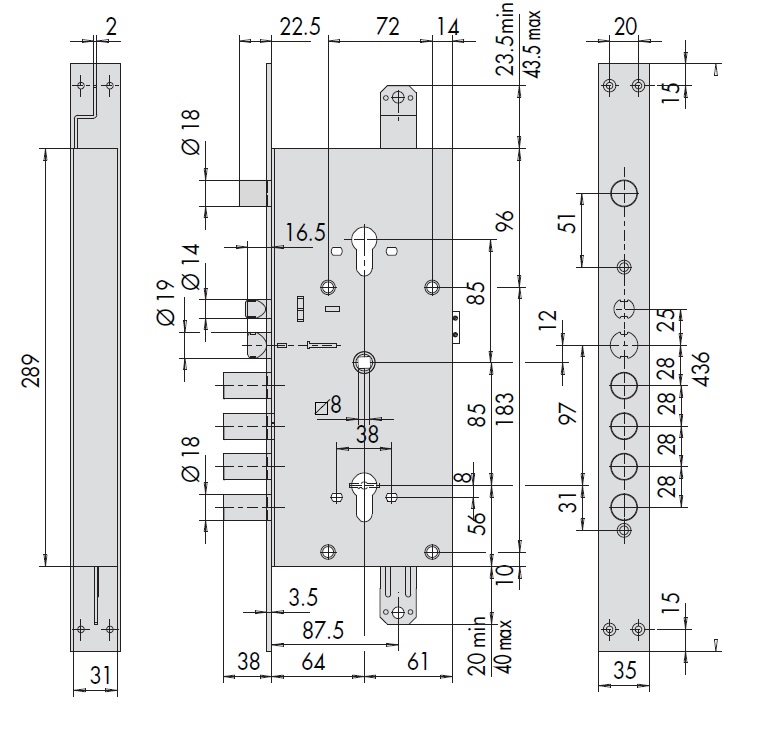 Замок врезной электромеханический CISA 16786.28.0 
