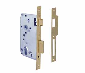 Замок врезной цилиндровый, 2 оборота, 1 плоский ригель, защелка, 5C110.40.0 