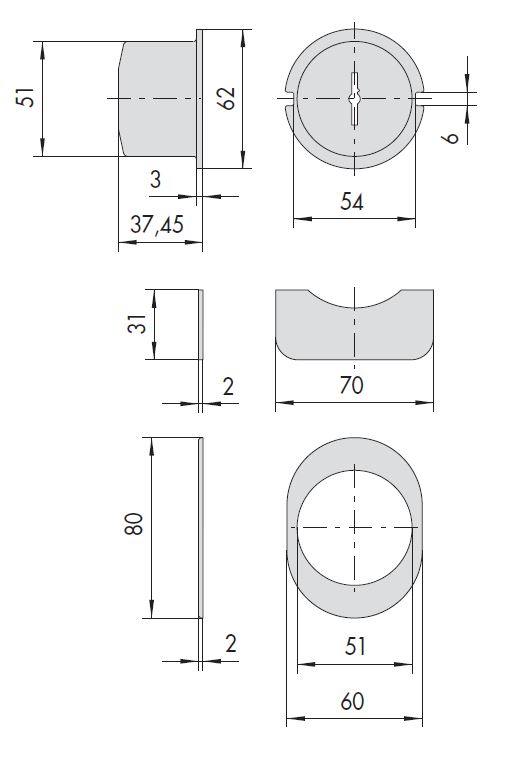 Защитная накладка для сувальдных цилиндров серии 02715 и 02716, латунь CISA 06429.60.1 