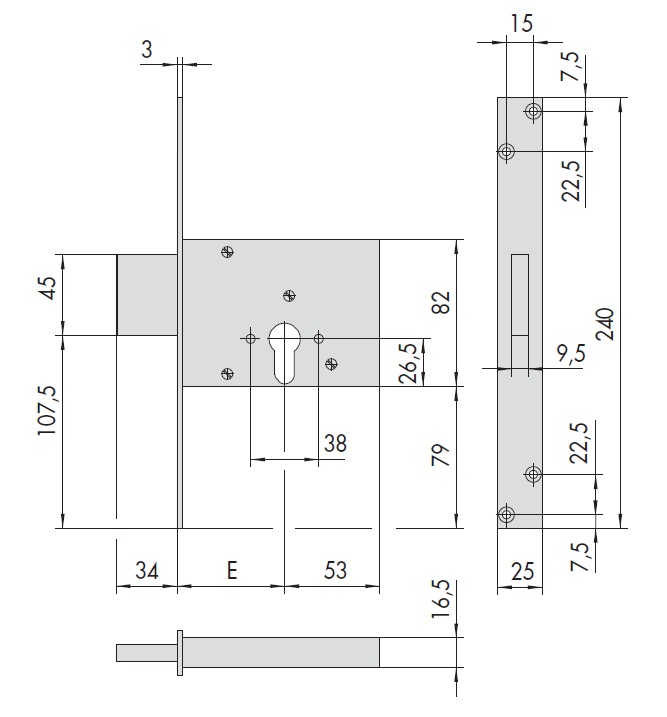 Замок врезной механический цилиндровый CISA 56013.70.0 