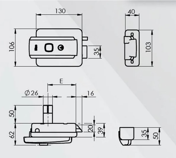 Замок накладной электромеханический универсальный для дверей внутреннего открывания ISEO 52N115 
