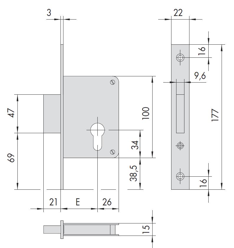 Замок врезной механический цилиндровый CISA 52310.50.0 