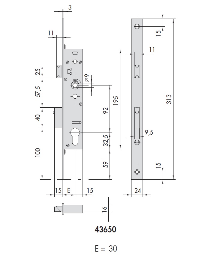 Замок цилиндровый врезной Sikur Panic CISA 43650.30.0 