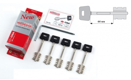 Комплект длинных ключей 64мм для перекодировочных замков CISA 1.06520.61.1 