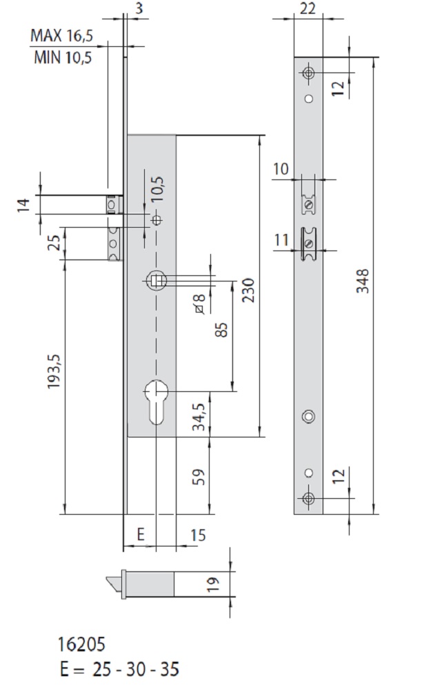 Замок врезной электромеханический CISA 16205.35.0 