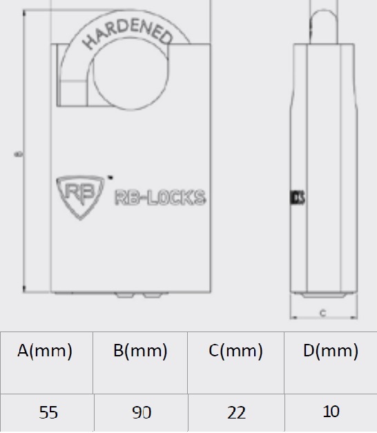 Замок навесной латунный серии Mars RavBariach KL550 