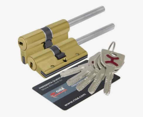 Цилиндр CISA серии AP4 S ключ-шток 80мм (50х30) полированная латунь 