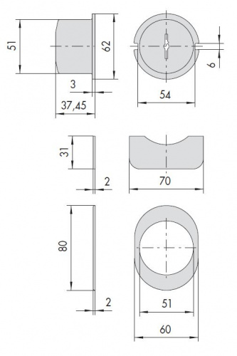Защитная накладка для сувальдных цилиндров серии 02715 и 02716, хром CISA 06429.60.1.B1 