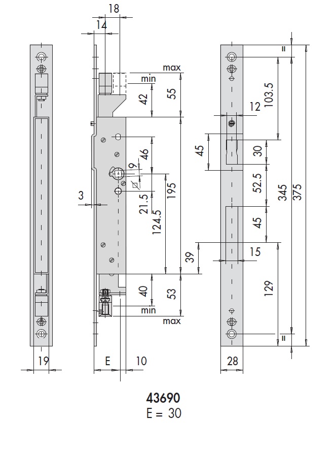 Замок цилиндровый врезной Sikur Panic CISA 43690.30.0 