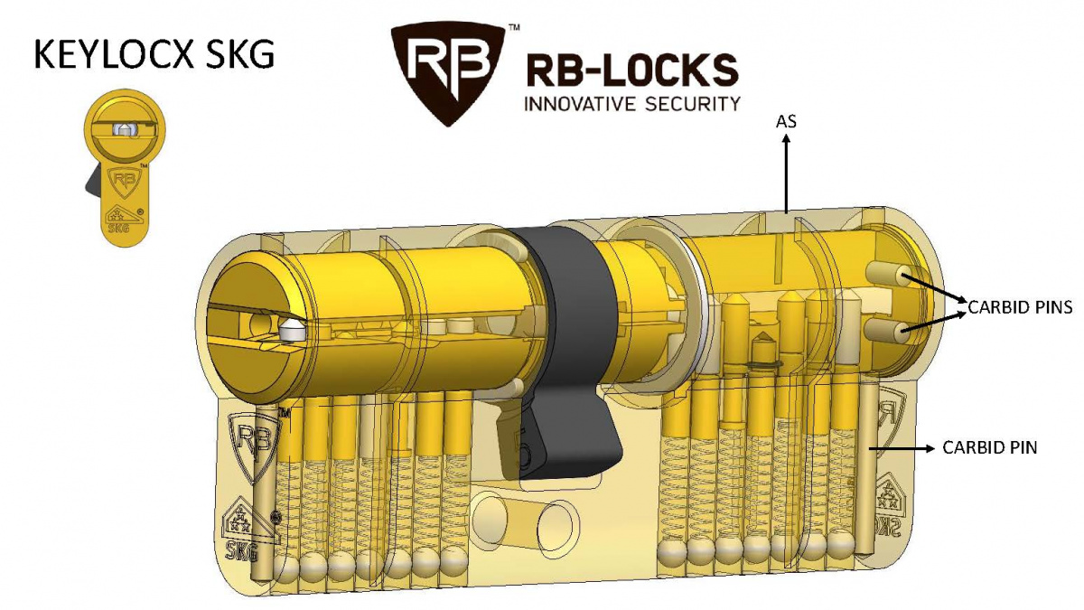 Цилиндр Rav Bariach серии Mars ключ-ключ 71мм (33х38) шестерёнка латунь 