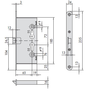 Замок врезной электромеханический с функцией "Антипаника" CISA 13110.65.0 