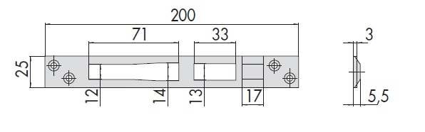 Планка ответная для замков серии 16215 CISA 06462.01.0 