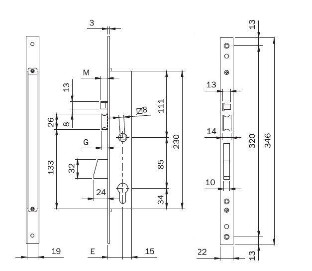 Замок врезной электромеханический ISEO 781802252 