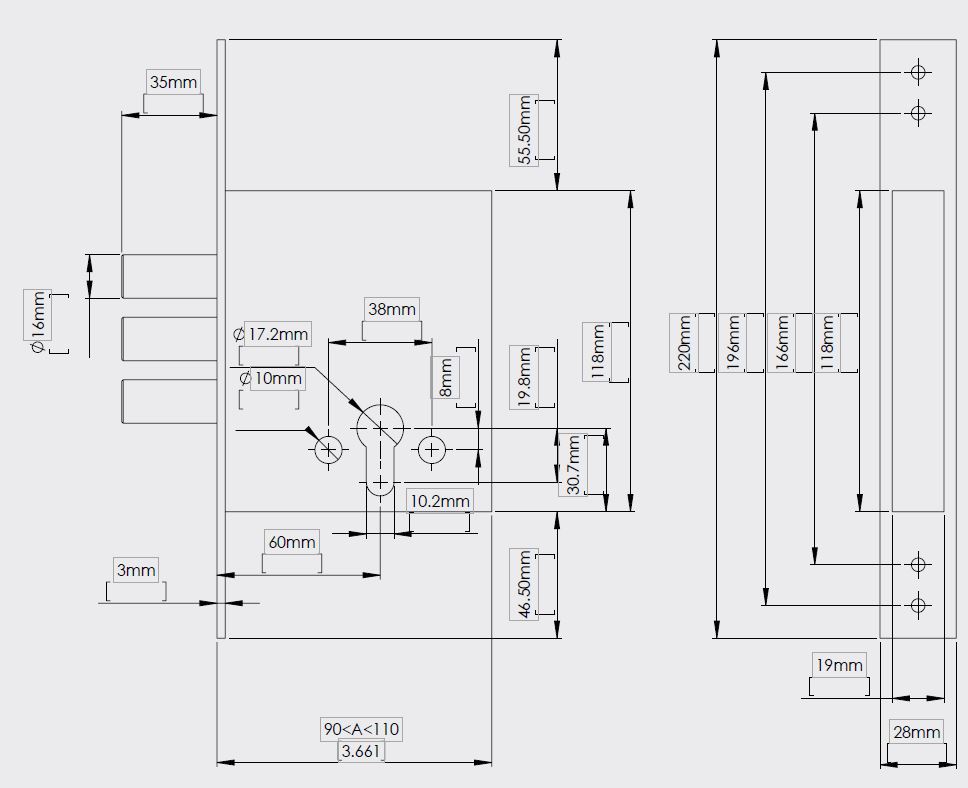 Замок врезной механический цилиндровый с броненакладкой Rav Bariach R80 