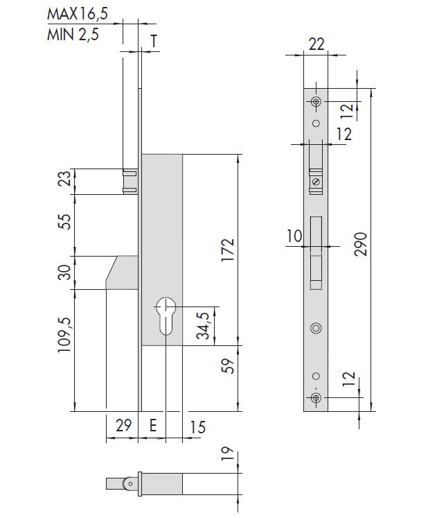 Замок врезной механический цилиндровый CISA 46230.25.0 