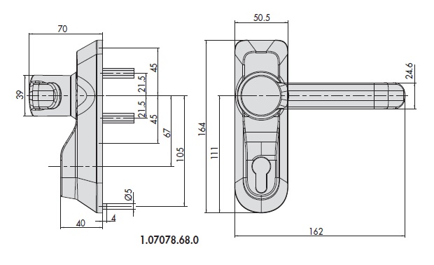 Ручка внешняя со встроенным цилиндром для накладного утройства "Антипаника" CISA 07078.68.0 