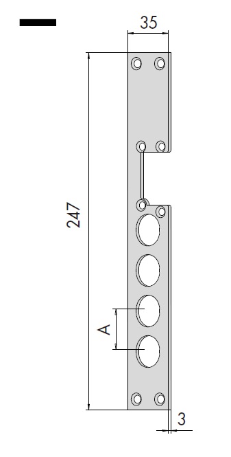 Планка для защелок серии 15300 CISA 05030.00.0 