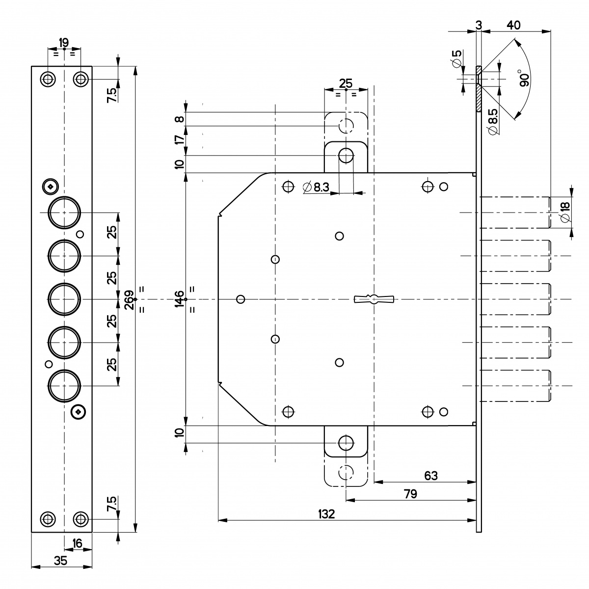 Замок врезной механический сувальдный 50.798D000056CR 