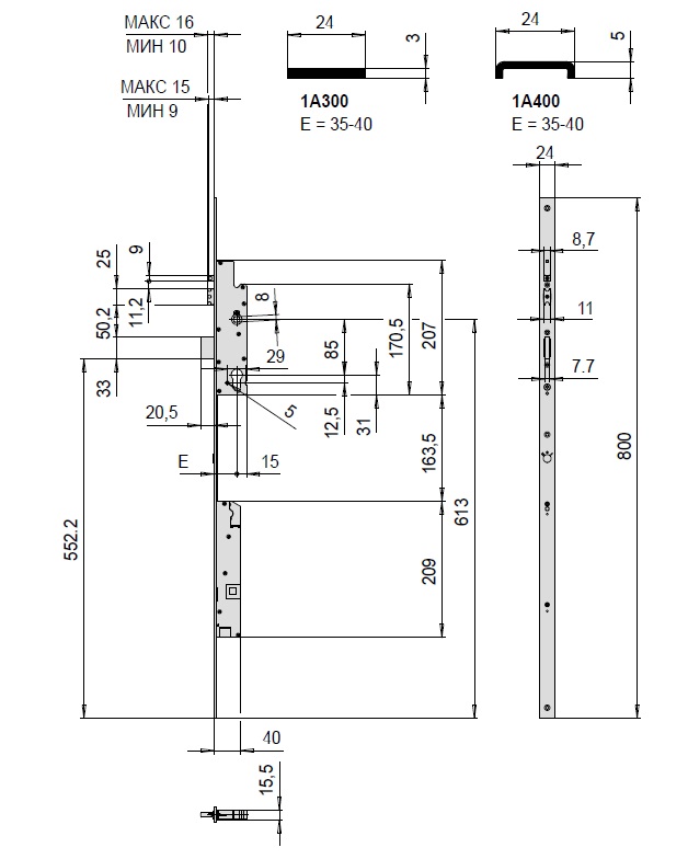 Замок врезной моторизированный цилиндровый серии MATIC CISA 1A300.35.0 