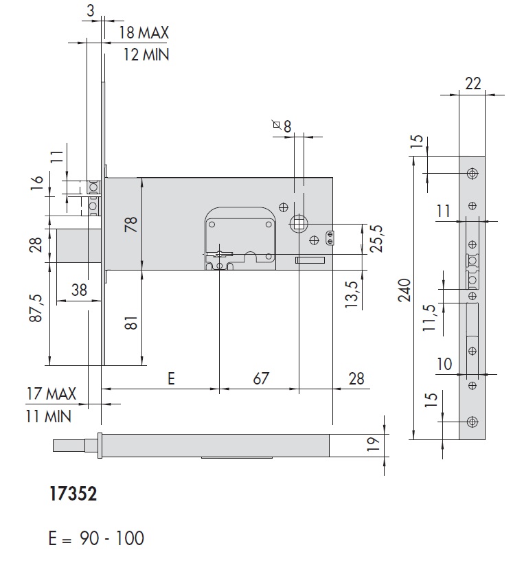 Замок врезной электромеханический CISA 17352.90.0 